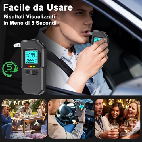 Super Barley Portable Breathalyser Certified Professional Alcohol Test, Digital Breathalyzer with LED Screen Display, with 20 Nozzles, for Personal Family and Professional Use
