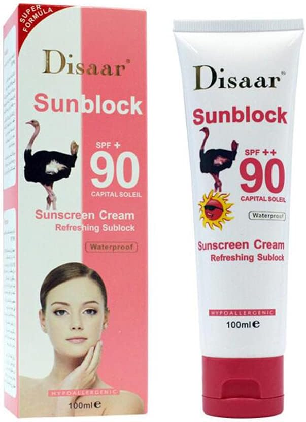 DISAAR Sunscreen Cream SPF90 Refreshing Sunblock Waterproof 100ml UVA UVB