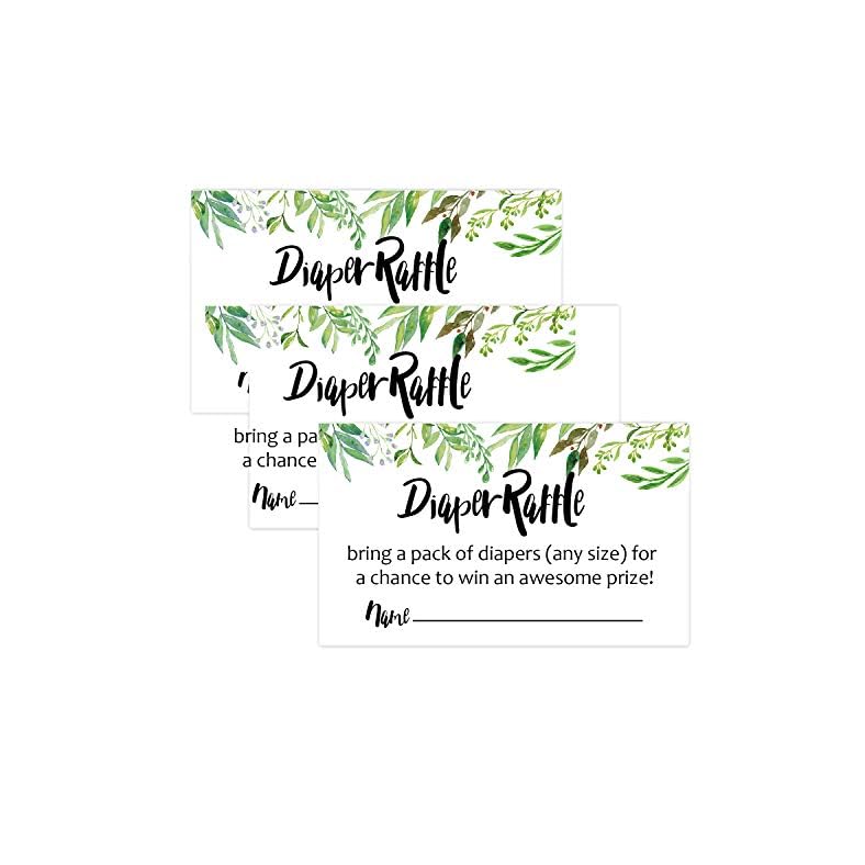 50 Greenery Diaper Raffle Tickets for Girl or Boy Baby Shower Invitations,Baby Shower Game, Bring a Pack of Diapers to…