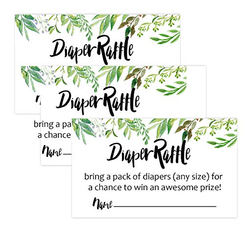 50 Greenery Diaper Raffle Tickets for Girl or Boy Baby Shower Invitations,Baby Shower Game, Bring a Pack of Diapers to…