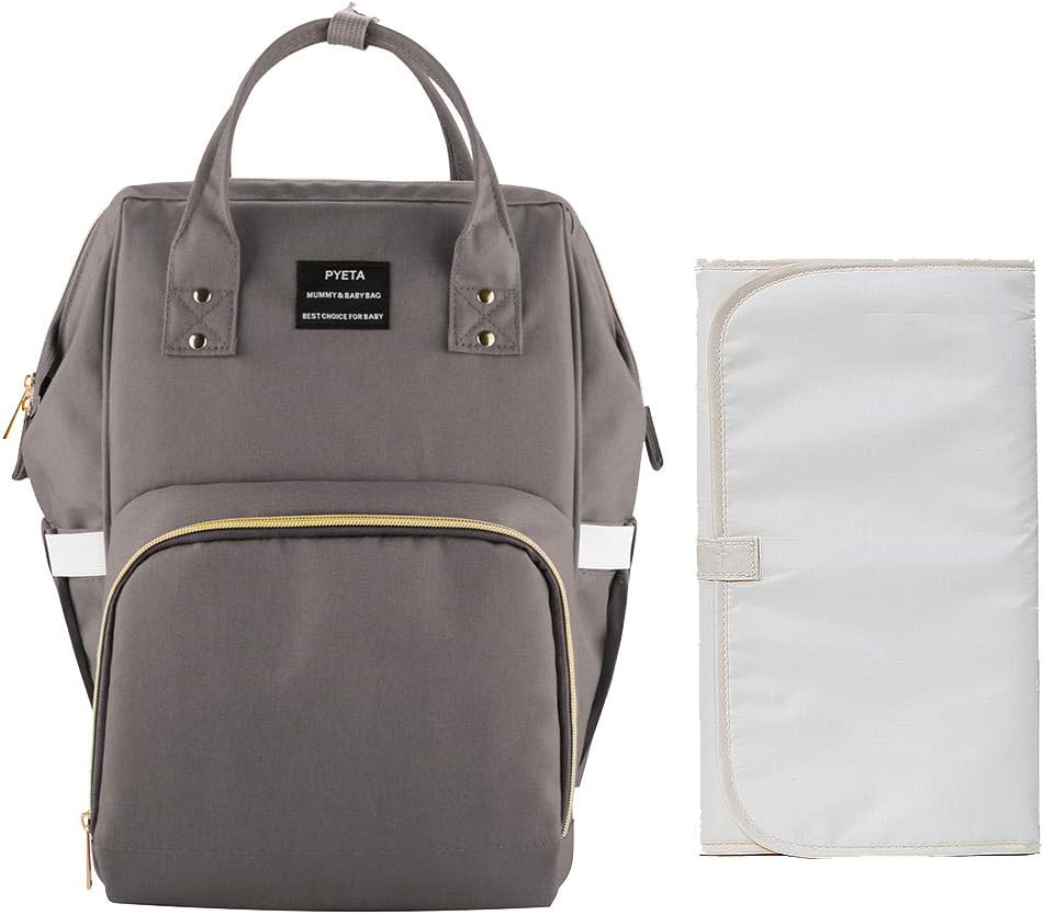 Diaper Bag Nappy Bag Backpack Mummy Backpack Rucksack Waterproof Multi-Function Mommy Bag for Baby Care Large Capacity Stylish and Durable Perfect for Travel Work or Outing with a Changing Pad (Gray)