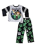 Minecraft Steve Alex Skeleton Pajamas for Boys with Long Sleeves and Fleece Pants (S (6/7))
