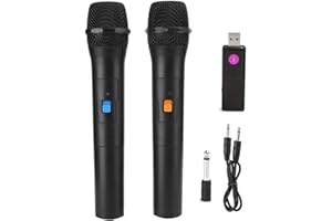 Microphone, V16U Universal Wireless Microphone 2 in 1 VHF Universal USB Receive Handheld Mic BlackOne for Karaoke, Party, Chu