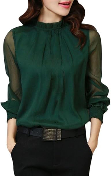 green ruffle shirt