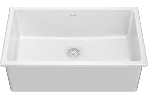 KRAUS Turino™ 30” Drop-In Undermount Fireclay Single Bowl Kitchen Sink with Thick Mounting Deck in Gloss White, KFD1-30GWH