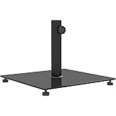Outsunny Square Patio Umbrella Base, 29 lbs Metal Umbrella Stand Base with Adjustable Foot Pads, Heavy Duty Patio Umbrella Holder for 1.5"/1.9" Umbrella Poles for Outdoor, Lawn, Poolside, Black