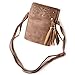 KISS GOLD(TM) Mini Crossbody Shoulder Bag, Small Cellphone Pouch, Single Shoulder Bag, PU Leather Tassel Style, Light Coffee