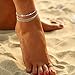 Hemlock Foot Chain, Womens Multilayer Silver Crystal Anklet Chain Ankle Foot Bracelet Jewelry (Silver)