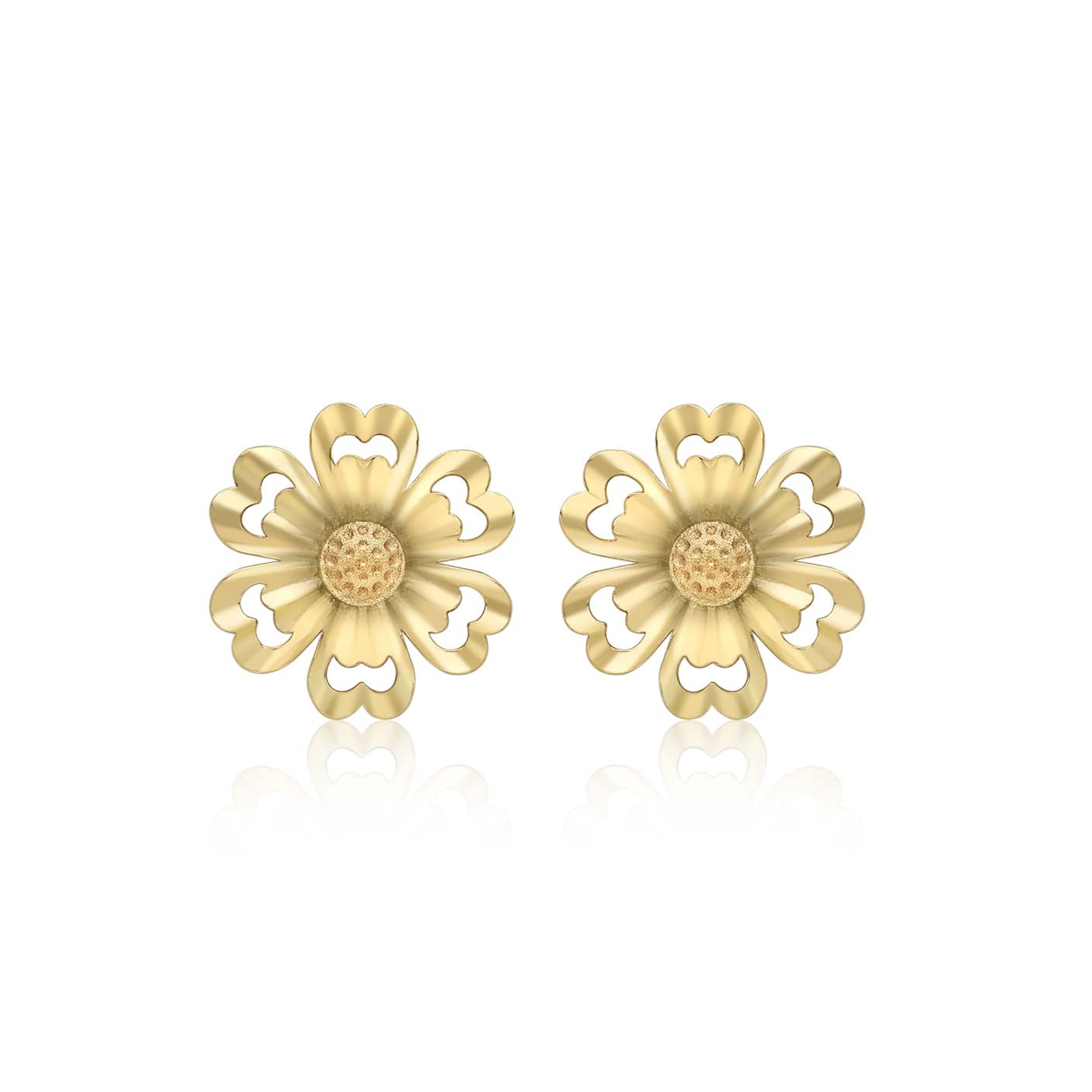 CARISSIMA Women's 9 ct (375) Yellow Gold Satin and Polished 9.5 mm Stud Earrings