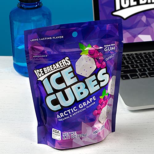 ICE BREAKERS ICE CUBES Arctic Grape Flavored Sugar Free Chewing Gum