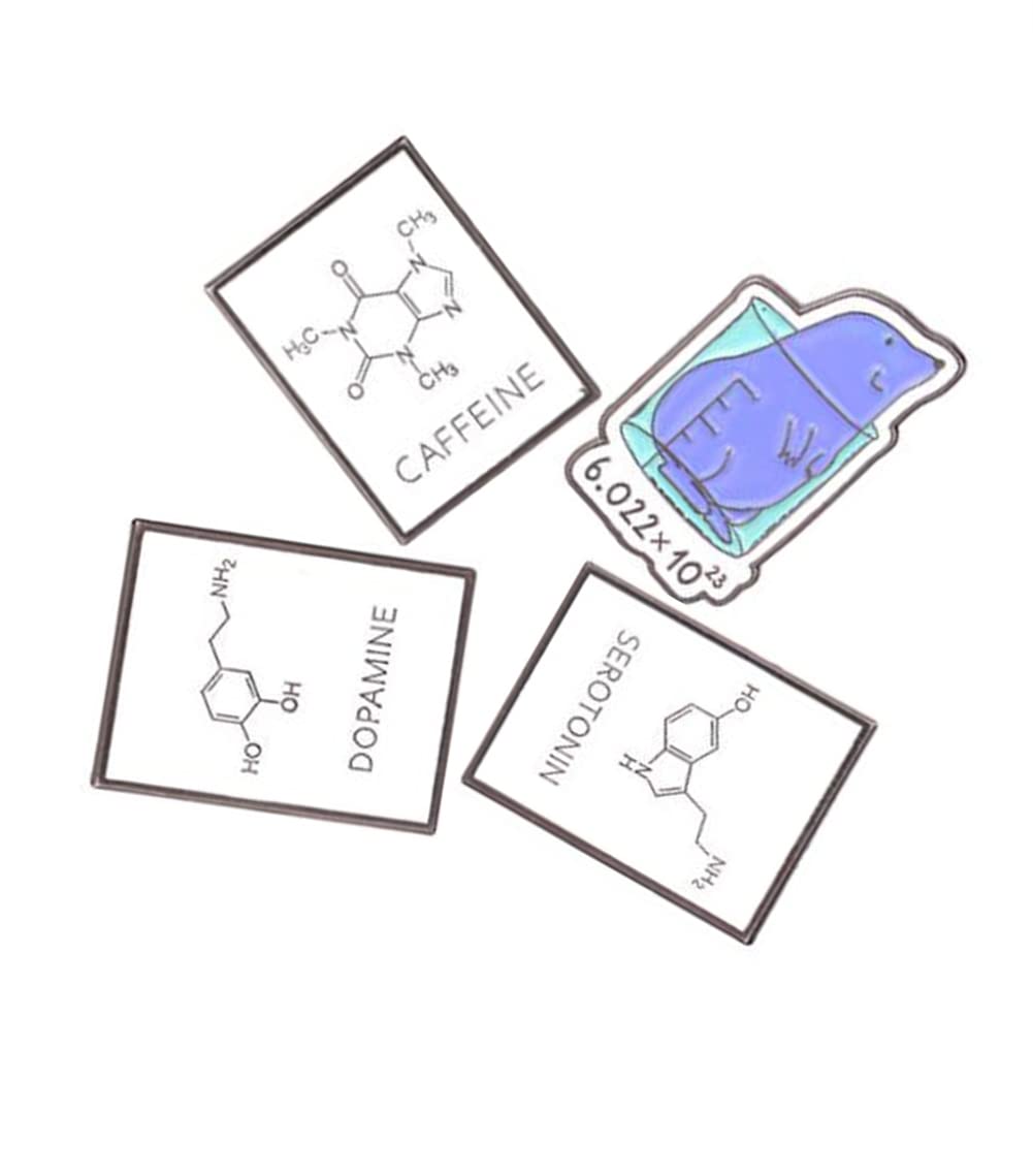 Molecular Structure Dopamine Enamel Pin Celluine Beaker Metal Brooches Badges for Science Lover Physical Science Themed Party Gift