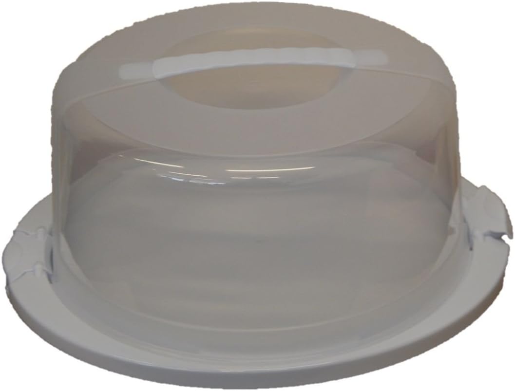 Large Lockable Plastic Cake Carrier Cake Storage Container Cake Dome with Lid BPA Free (White)