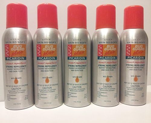 5 Pack Bundle, Avon Skin So Soft Bug Guard Plus Picaridin Aerosol Insect Repellent, Strong Repellency Against Mosquitoes and Deer Ticks, 4 Ounce cans by Avon Skin So Soft