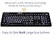 Ivation Wireless Letter Illuminated Large Print Full Size Multimedia Computer Keyboard - Advanced 2.4 GHz Wireless Technology Works Up To 33 Feet Away - Gentle, Crisp & Clear Blue LED Lights Illuminate Each Key with Adjustable Brightness