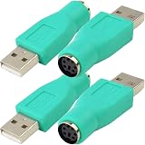 Xiatiaosann PS/2 to USB A Adapter 4 Pack Green Mouse Keyboard Converter view 1