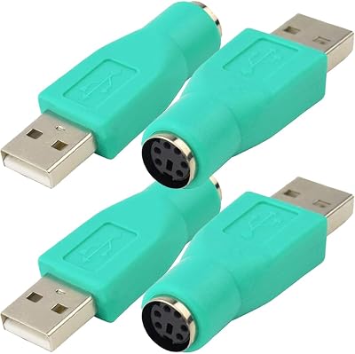 Xiatiaosann PS/2 to USB A Adapter 4 Pack Green Mouse Keyboard Converter
