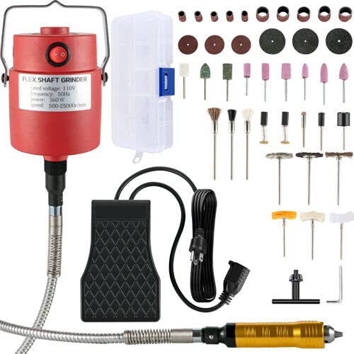 VEVOR Flex Shaft Grinder 560W Rotary Tool with 1/4" 3Jaw Chuck & Stepless Speed Foot Pedal