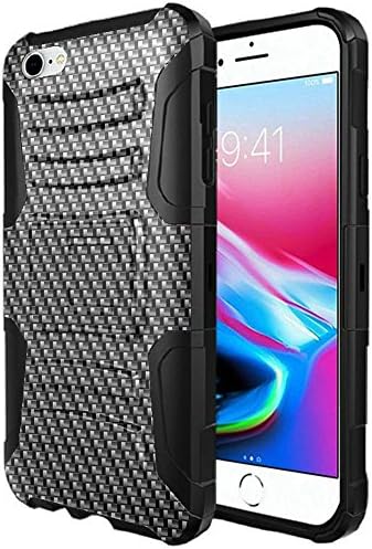 iPhone 7 Plus / iPhone 8 Plus Case Holster Combo - Armatus Gear Rugged Tactical Hybrid Armor Case with Holster Belt Clip - Carbon Fiber