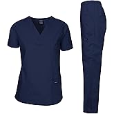Dagacci Scrubs Medical Uniform Women and Man Scrubs Set Medical Scrubs Top and Pants