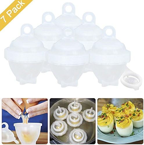 Egg Cooker Hard & Soft Maker, 7 PCS Egg Cookers No Shell, Non Stick Silicone, Poacher, Boiled, Steamer, AS SEEN ON TV