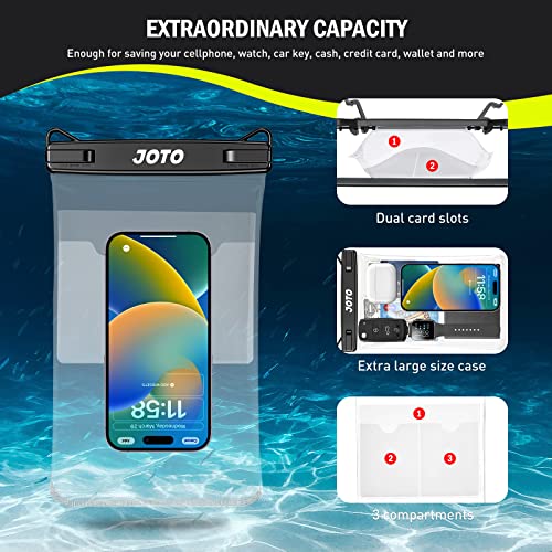 JOTO 2 Pack Large Waterproof Phone Pouch Case Bag, IPX8 Universal Big