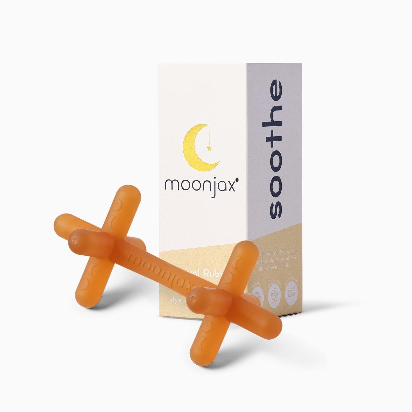 Photo 1 of Moonjax Natural Rubber Baby Teething Toys - Baby teether for Infants, Toddlers, Newborns, CPSIA Certified