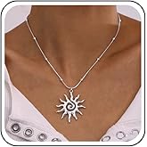 Jugielu Boho Large Sunburst Necklace Choker Gold Spiral Sun Pendant Necklace Small Satellite Beaded Snake Chain Necklaces Swirl Celestial Sunshine Sunflower Necklaces Jewelry for Women