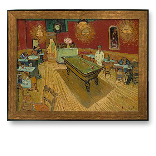 The Night Cafe by Vincent Van Gogh Framed Art Print Famous Painting Wall Decor Bronze and Black Frame