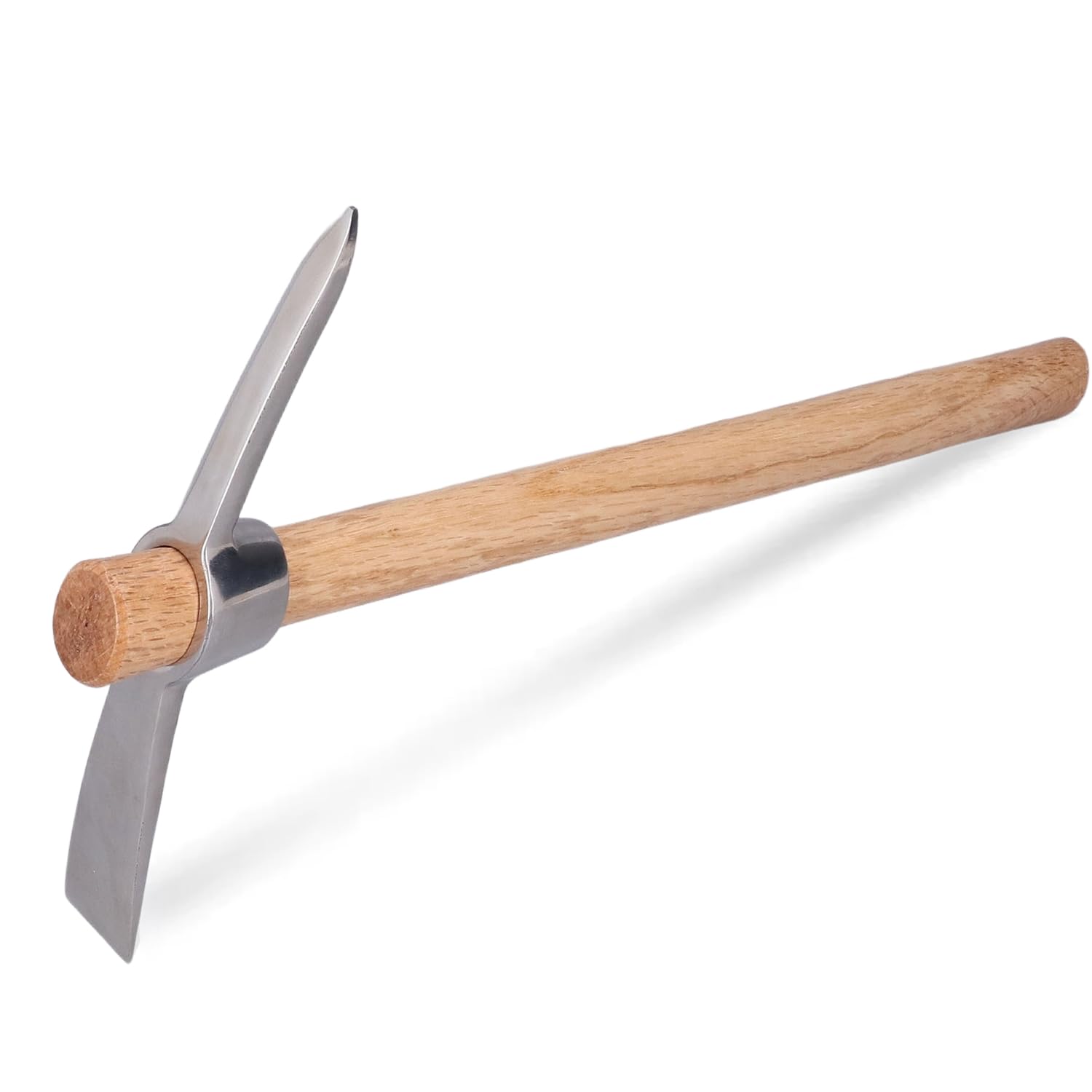 40cm Hand Cultivator, Strong Durable Stainless Steel Pickaxe Hoe Agricultural Gardening Pick Hoe Tools with Wooden Handle