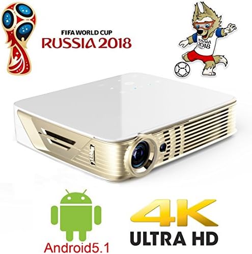 Deeirao 3D DLP Home Theater Projector Mini Portable Android5.1 Quad Core Wifi 5.0GHz Support 4K UHD 2160P USB HDMI 8000mhA Battery Youtube Facebook Apps Compatible PS4 Xbox360 Player