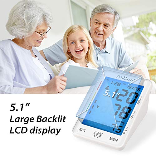 MIBEST Blood Pressure Monitor - Large LED Display Blood Pressure Tester - 9.4"- 12.6" BP Monitor Machine - Blood Pressure Gauge Kit with Memory - Thumbnail 2