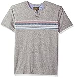 Lucky Brand Men's Button Notch Neck Tee, Heather Grey/Multi, L