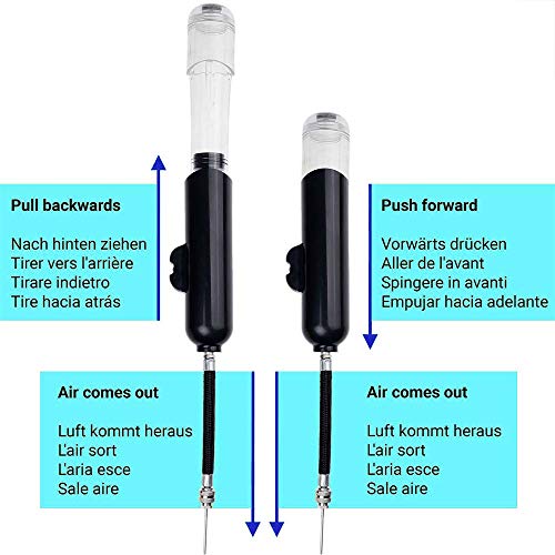 Inflator Black Bike Ball Pump With 3 Needles and 2 Nozzle Premium Hose Holder- Dual Action for Faster Inflation 6 Inches Air Pump for Yoga Ball,Soccer Ball, Basketball, Volleyball, Balloons, Bicycles