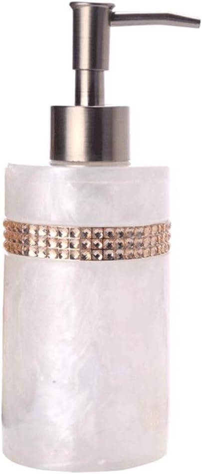 Bath soap Dispenser European Luxury Resin Soap Dispenser Kitchen Bathroom Liquid Dispensing Bottle with Silver Pump Manual Soap Dispenser Yabin dispensers (Color : White)