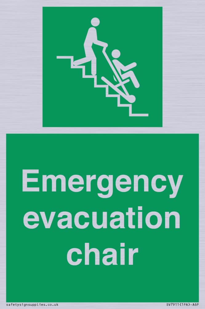 Emergency evacuation chair Sign - 100x150mm - A6P