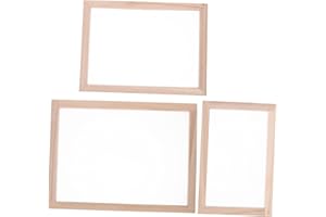 Homoyoyo 3pcs Wooden Deckle Frame Paper Making Screen Mesh Set for DIY Handmade Paper Crafting and Pressed