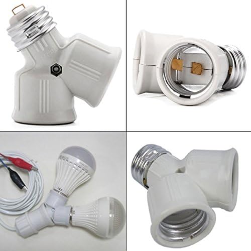 E27 1 Base to 2 Socket LED Halogen CFL Light Bulb Splitter Studio Lamp Adapter