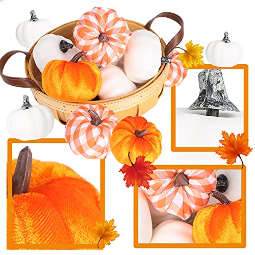 HiPatio Artificial Pumpkins, 8 Pcs Fake Pumpkins Faux Harvest Pumpkins for Thanksgiving Party Halloween Holiday Decorations