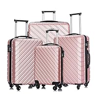 Apelila Carry On Luggage Sets,Travel Suitcase Spinner Hardshell Lightweight (Set of 4) (Rose Gold)