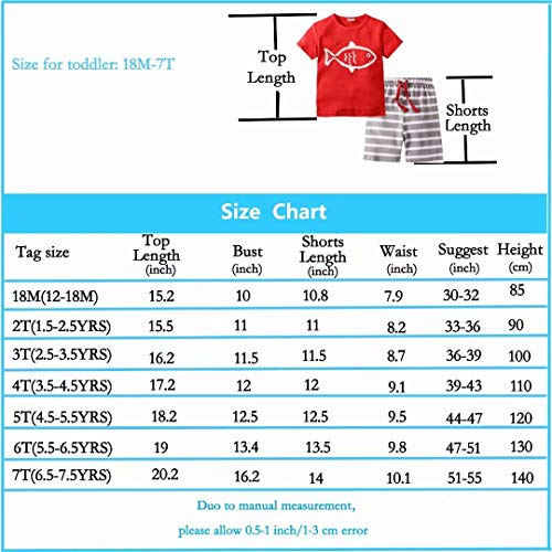 BIBNice Kids Boys Cotton Short Sleeve Set Fish Toddler Pajamas Sets Size 18M