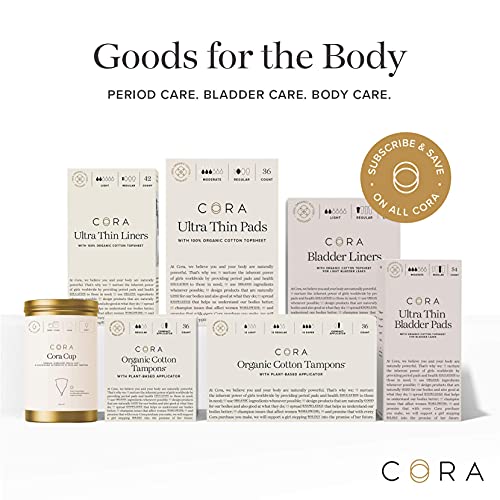 Cora Organic Tampons Regular Absorbency 100 Cotton Core, Unscented