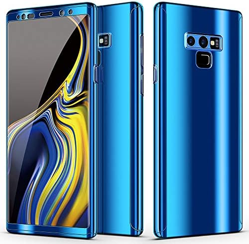 TOPBIN Case for Galaxy Note 9, 360 Degree Full Body Protection with Built-in Screen Protector 3 in 1 Plating Mirror Case Anti-Scratch for Galaxy Note 9 (2018) 6.4 Inch (Blue)