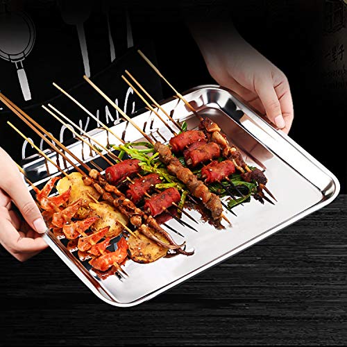 Coobbar Thickened Baking Sheet with Cooking Rack Set, Compact Stainless Steel Baking Pan and Cooling Rack, Heavy Duty Quality & Mirror Finish & Easy Clean & Dishwasher Safe (2 sets, 4 pieces) - Thumbnail 2