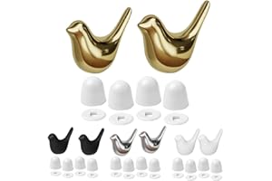 Violiica Porcelain Birds Toilet Bolt Covers & Plastic Toilet Bolt, 2-Pack Birds and 4-Pack, Gloss Grey, Silver, Black, White,