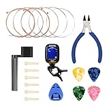 Acoustic Guitar Tools Set NASUM Guitar Accessories Kit Including Tuner,Guitar Strings,String Winder,String Cutter,Picks and Pick Holder,Guitar Bridge Pins,A Must Have for Beginners