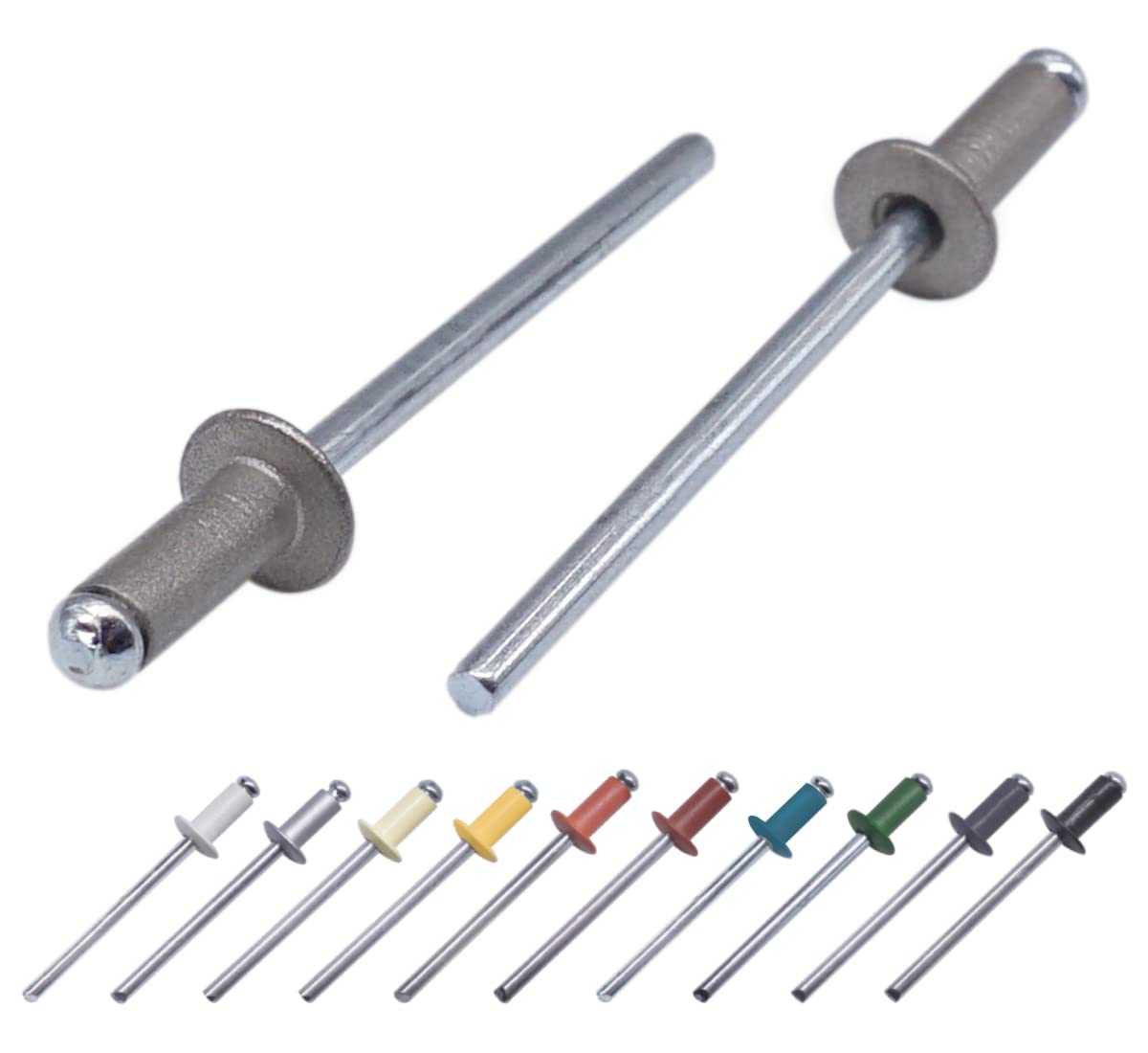 (Pack of 10 pcs) Painted Blind Rivets 4.0 x 8 mm, Dome Head, DIN 7337, Aluminum Rivet and Steel Mandrel, Pop Rivets (10, Grey Aluminium RAL 9007)