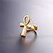 U7 Egyptian Jewelry 18K Gold Plated Cross Ankh Ring, Size 7