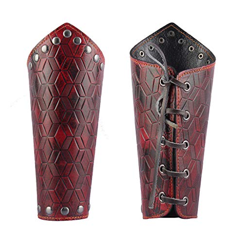 Jeilwiy Leather Gauntlet Wristband Medieval Archery Bracers Viking