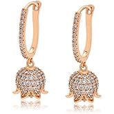 XUPING Cubic Zirconia Dangle Hoop Earrings for Women 18K Gold Plated Sparkly Fashion Jewelry