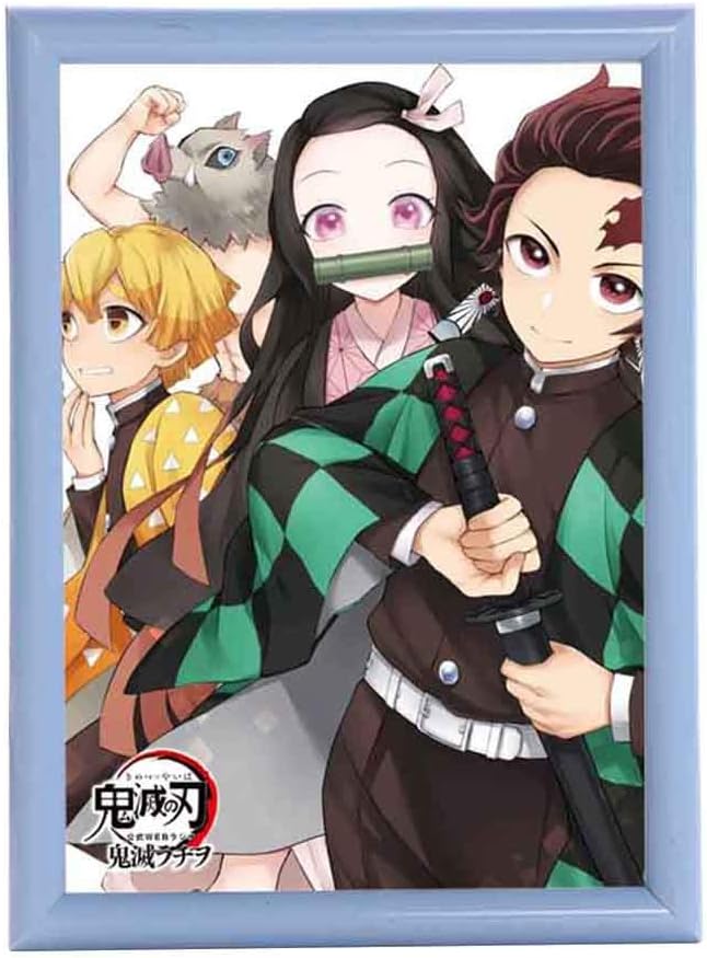 Salemor Demon Slayer Anime DIY Photo Frame Jigsaw Puzzles Mosaic Art Children Parent-Child Puzzle Small Particles Assembled Toys(Photo Frame Color Random)(Style1)